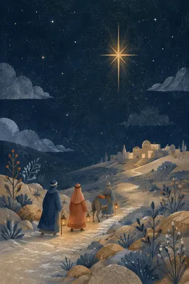 Epiphany Star Guiding Travelers Through Winter Night