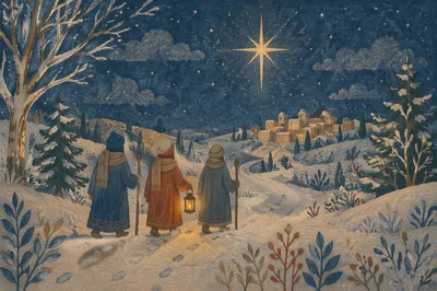 Bright Epiphany Star on Winter Journey