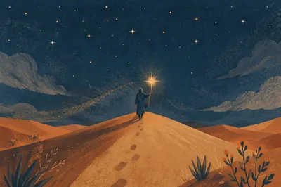 Guiding Star Over Desert Night Journey