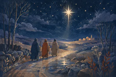 Epiphany Star Over Winter Travelers
