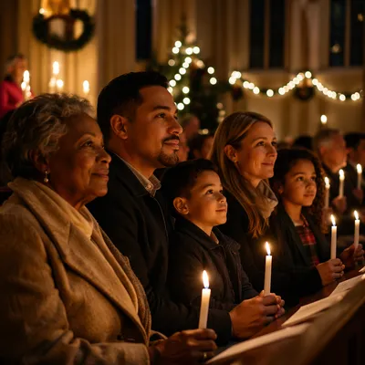 Family at Christmas Eve Candlelight Service