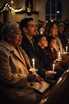Family at Christmas Eve Candlelight Service