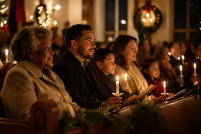 Family Candlelight Service in Traditional Church