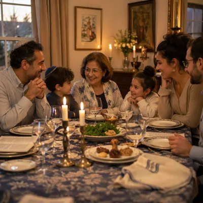 Family Gathered Around Passover Seder Table