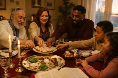 Family Gathered at Passover Seder Table