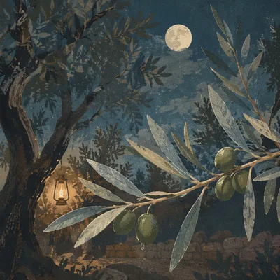 Moonlit Olive Branches in Gethsemane