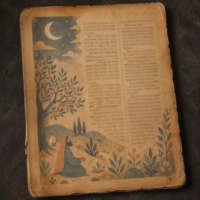 Moonlit Gethsemane Olive Grove Antique Page