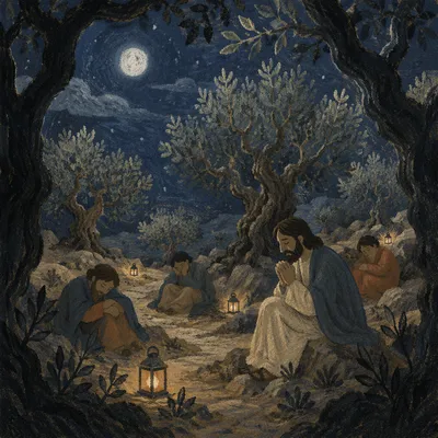 Moonlit Gethsemane Olive Grove Vigil