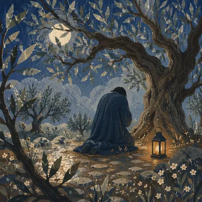 Gethsemane Olive Grove Prayer at Night