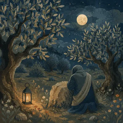 Gethsemane Olive Grove Prayer at Night