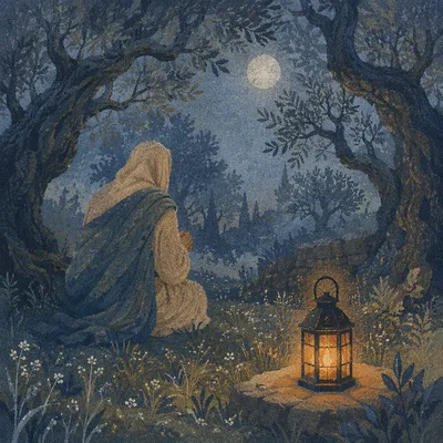 Gethsemane Olive Grove Prayer at Night