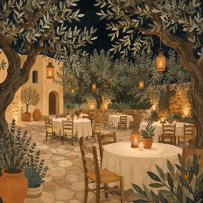 Gethsemane Olive Trees at Night