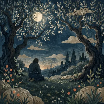 Gethsemane Olive Grove Prayer at Night