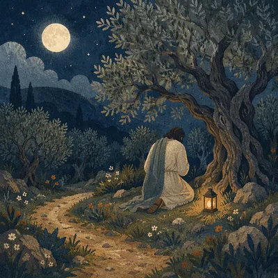 Gethsemane Olive Grove Prayer at Night