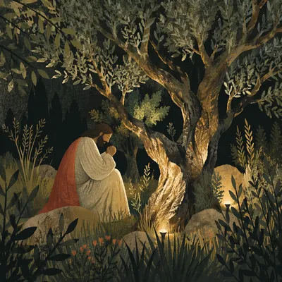 Gethsemane Olive Grove at Holy Week Night