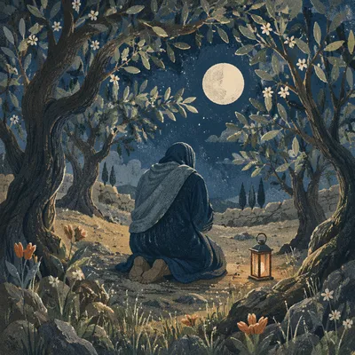 Gethsemane Olive Grove Prayer at Night