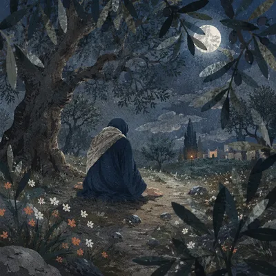 Gethsemane Olive Grove Prayer at Night
