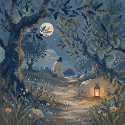Moonlit Gethsemane Olive Grove Prayer