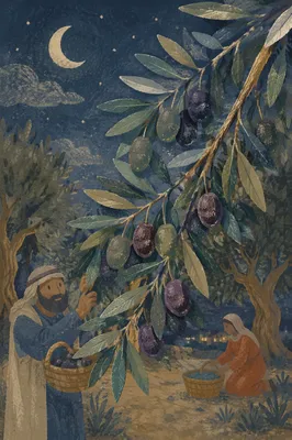 Moonlit Gethsemane Olive Harvest Branch