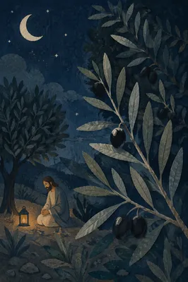 Gethsemane Olive Branches on Winter Night