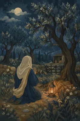 Gethsemane Olive Grove Under Moonlight