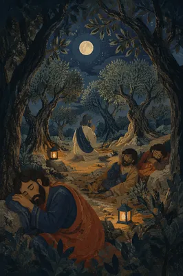Moonlit Olive Grove Holy Week Vigil