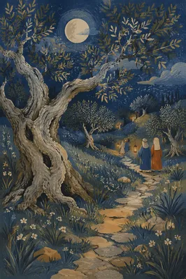 Moonlit Olive Grove in Gethsemane