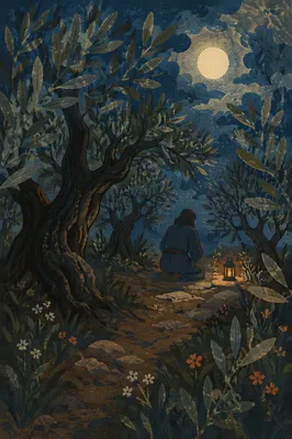 Gethsemane Olive Grove Prayer at Night