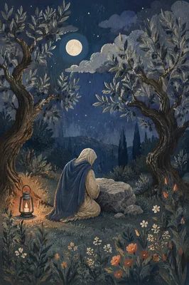 Moonlit Gethsemane Olive Grove Prayer