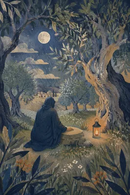 Moonlit Gethsemane Olive Grove Prayer
