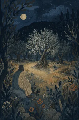 Moonlit Olive Trees in Gethsemane