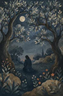 Moonlit Gethsemane Olive Grove Prayer