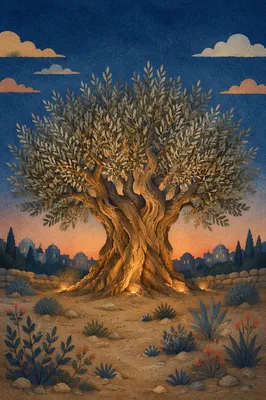 Night Olive Tree in Gethsemane Garden