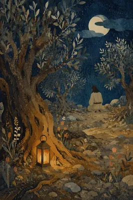 Moonlit Gethsemane Olive Grove Prayer Vigil