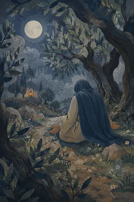 Gethsemane Olive Grove Prayer at Night