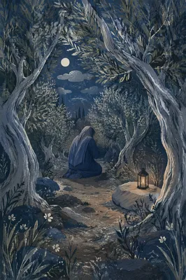 Gethsemane Olive Grove Prayer at Night