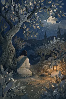 Moonlit Gethsemane Olive Grove Prayer