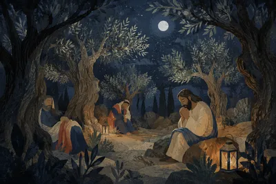 Moonlit Gethsemane Olive Grove Vigil
