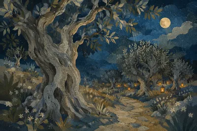 Moonlit Olive Grove in Gethsemane