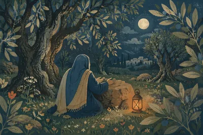 Gethsemane Olive Grove Prayer at Night