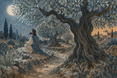 Moonlit Olive Trees in Gethsemane