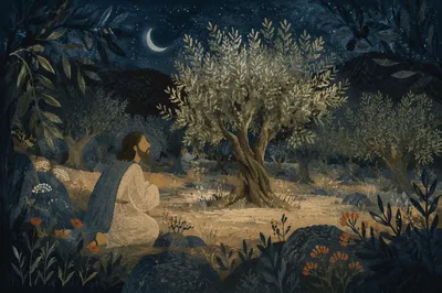 Moonlit Olive Trees in Gethsemane