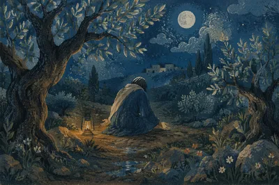 Gethsemane Olive Grove Prayer at Night