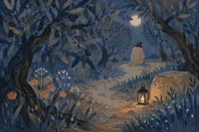 Moonlit Gethsemane Olive Grove Prayer