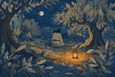 Gethsemane Olive Grove Prayer at Night