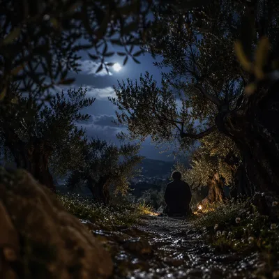 Gethsemane Olive Grove Prayer at Night
