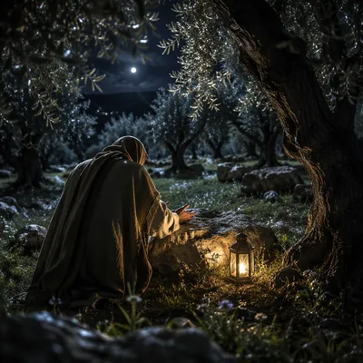 Moonlit Gethsemane Olive Grove Prayer