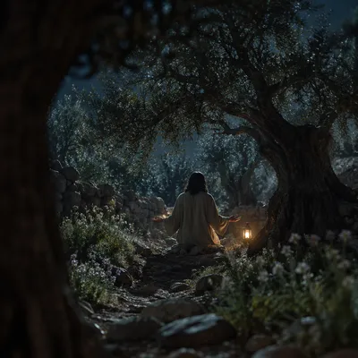 Moonlit Gethsemane Olive Grove Prayer