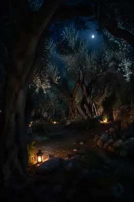 Moonlit Gethsemane Olive Grove Vigil
