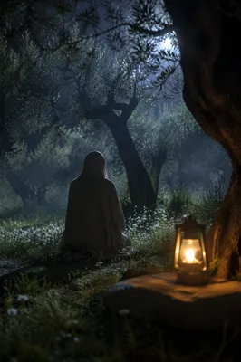 Moonlit Gethsemane Olive Grove Prayer